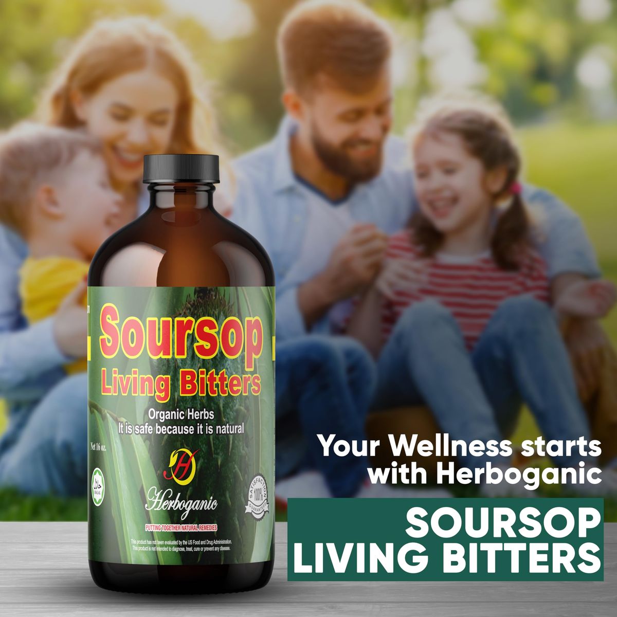 Herboganic Soursop Bitters Liquid  Natural Living Bitters for overall wellness 16 OZ  Soursop Bitters