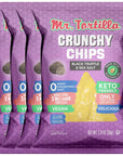 Mr. Tortilla Chips - Low Carb, Keto Friendly, Vegan, Healthy Snack Crisps, 3 Net Carbs Per Serving - High Fiber, Small Batch - Guilt-Free - Black Truffle & Sea Salt Flavor 2oz Bags, 4-Pack