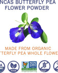 INCAS 100 USDA Organic Butterfly Pea Flower Powder 4 Ounce  Organic Blue Matcha Tea  NonGMO Verified Extract from Thailand  Organic Blue Food Coloring  Adaptogenic Raw Culinary  Vegan