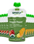 Sprout Organic Baby Food, Stage 4 Toddler Pouches, Green Veggie Power Pack, 4 Oz, Pack of 12