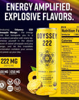 Odyssey Elixir  Odyssey 222  Sparkling Energy Drink  222 mg of Caffeine  Lions Mane  Cordyceps  Energy  Focus  Endurance  Stamina  Nootropic  Pre Workout  Pineapple Mango