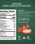 Funtasty Organic Dark Chocolate Bar 66% Cacao - Vegan - Gluten-Free - 1.76 Ounces (Pack of 6)