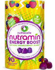 Nutracelle NUTRAMIN Energy Boost Vitamin Gummy - Skip The Coffee & Boost Your Energy, Caffeine-Free, Sugar-Free, Vegan, B12, Green Tea, Ashwagandha, Garcinia Cambogia, Raspberry Adaptogen - 90 ct