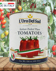 Italian Whole Peeled San Marzano Style Plum Tomatoes in Puree with Basil Large Size 34 kg 106oz Pasta Sauce Product of Italy LOro Del Sud