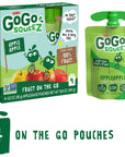 GoGo squeeZ Applesauce Apple Apple 32 Ounce 4 Pouches Gluten Free Vegan Friendly Unsweetened Applesauce Recloseable BPA Free Pouches