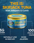 Wild Planet Wild Skipjack Tuna with Jalepeno  Cumin Tinned Fish Canned Tuna Sustainably WildCaught 3 oz pack of 12