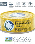 Sustainable Seas Chunk Light Tuna in Water Kosher NonGMO 5 Ounce Pack of 12