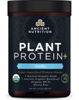 Ancient Nutrition Organic Plant Protein +, Vegan Plant Based Protein Powder, Vanilla, Formulated by Dr. Josh Axe, Dairy-Free, Gluten-Free, Non-GMO, No Sugar Added, Paleo Friendly Supplement 11.5 oz