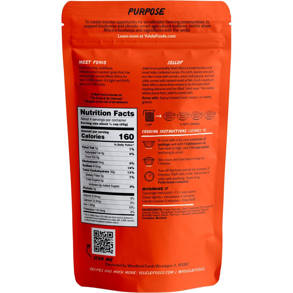 Yolélé Fonio Grain Pilaf Mix African Supergrain Ancient Grains Organic GlutenFree Non GMO Vegan Protein Super Food PaleoFriendly Rice Alternative Jollof Tomato Bell Pepper and Onion 2 Pack