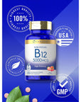 Carlyle Vitamin B12 5000mcg | 250 Fast Dissolve Tablets | Natural Berry Flavor | Vegetarian, Non-GMO, Gluten Free