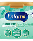 Enfamil Reguline Baby Formula, Designed for Soft, Comfortable Stools, with Omega-3 DHA & Probiotics for Immune Support, Reusable Powder Tub, 19.5 Ounce (Pack of 4)