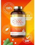 Carlyle Vitamin C 500mg with Rose Hips | 400 Chewable Tablets | Vegetarian | Non-GMO, Gluten Free