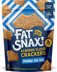 Fat Snax Low-Carb Keto Crackers, Original Sea Salt Flavor, 2.25 Ounce (Pack of 3), Almond Flour Crackers, Certified Gluten-Free, Low Sugar Healthy Snack, 3g Net Carbs, 11g Fat