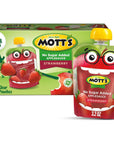 Motts No Sugar Added Strawberry Applesauce 32 oz clear pouches 12 count