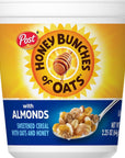 Honey Bunches of Oats with Almonds, Heart Healthy, Low Fat, made with Whole Grain Cereal, 2.25 Ounce Cups (Pack of 12)