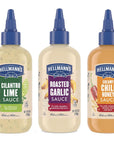 Hellmann's Drizzle Sauce for an exciting Condiment, Dip, Drizzle and Dress Mixed, Gluten Free, Dairy Free, No Artificial Flavors, No High-Fructose Corn Syrup 9 oz, Variety Pack of 3