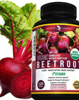 Potent Garden Premium Organic Beet Root Tablets -1350mg Beets Powder with Black Pepper for Extra Absorption, Nitric Oxide Supplement for Heart Health, Blood Pressure & Athletic Performance -120ct