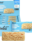 Sinless Snacks Marsh Mallow Krisp - Perfect Keto Snacks - Delicious Gluten Free Low Carb Snacks - Marshmallow Keto Cereal Bars - Low Sugar Snack - Only 1g Sugar - 9g Protein - 2g Net-Carbs - 8 Pack