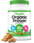 Orgain Organic Vegan Protein Powder, Peanut Butter - 21g of Plant Based Protein, Low Net Carbs, Non Dairy, Gluten Free, Lactose Free, No Sugar Added, Soy Free, Kosher, Non-GMO, 2.03 Pound