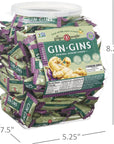 Gin Gins Chewy Ginger Candy Bulk Pack  45 Pounds of Individually Wrapped Candies in Reusable Plastic Tub  Gluten Free and Vegan Ginger Chews 275 Pieces 72 Ounces