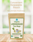 Organic Lemongrass Tea Bags  40 Natural Corn Fiber Sachets  for Hot or Cold Drinks  Caffeine Free