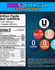 King Kongin Peach Mango Exotic Island Taste Sugar Free zero Calorie Energy Drinks  180mg Caffeine  Pre Workout Performance with Antioxidants  Biotin B Vitamins  D vitamins  Zero Sugar  0 Calories  12 Fl Oz Cans 12 Pack