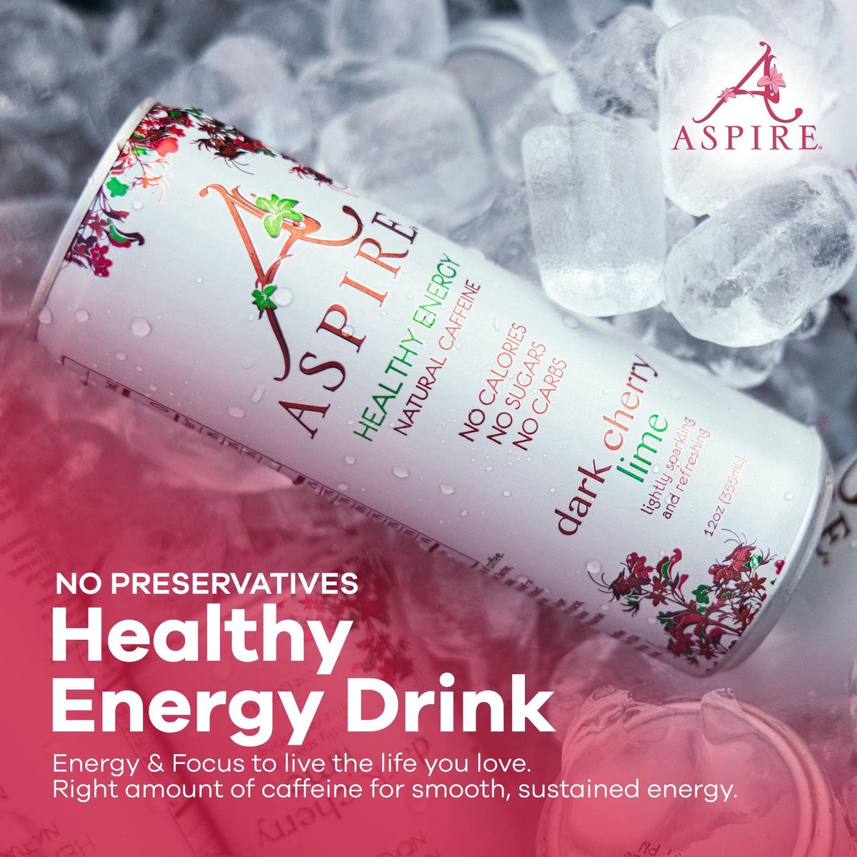 Aspire Energy Drink Original Variety 12 oz Can Blended with 80mg of Natural Caffeine from Green Tea and Guarana Seed Extract