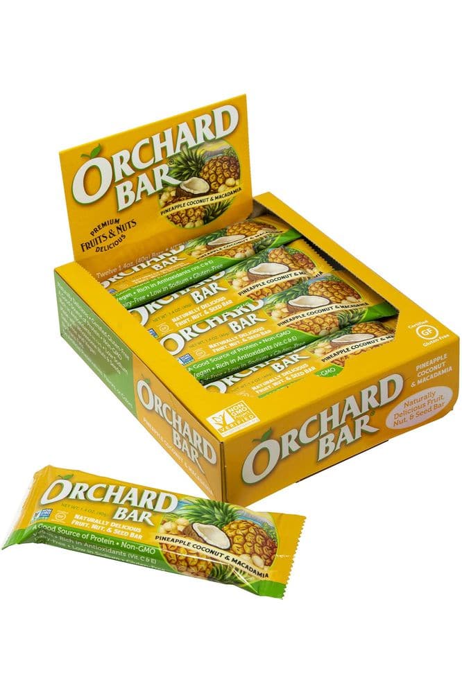 Orchard Bars Non-GMO Fruit &amp; Nut Bars, Pineapple Coconut Macadamia, 1.4 Oz, Pack of 12