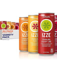 IZZE Sparkling Juice - 4 Flavor - Sunset Variety Pack - 8.4 Fl Oz Can (Pack of 24) Peach