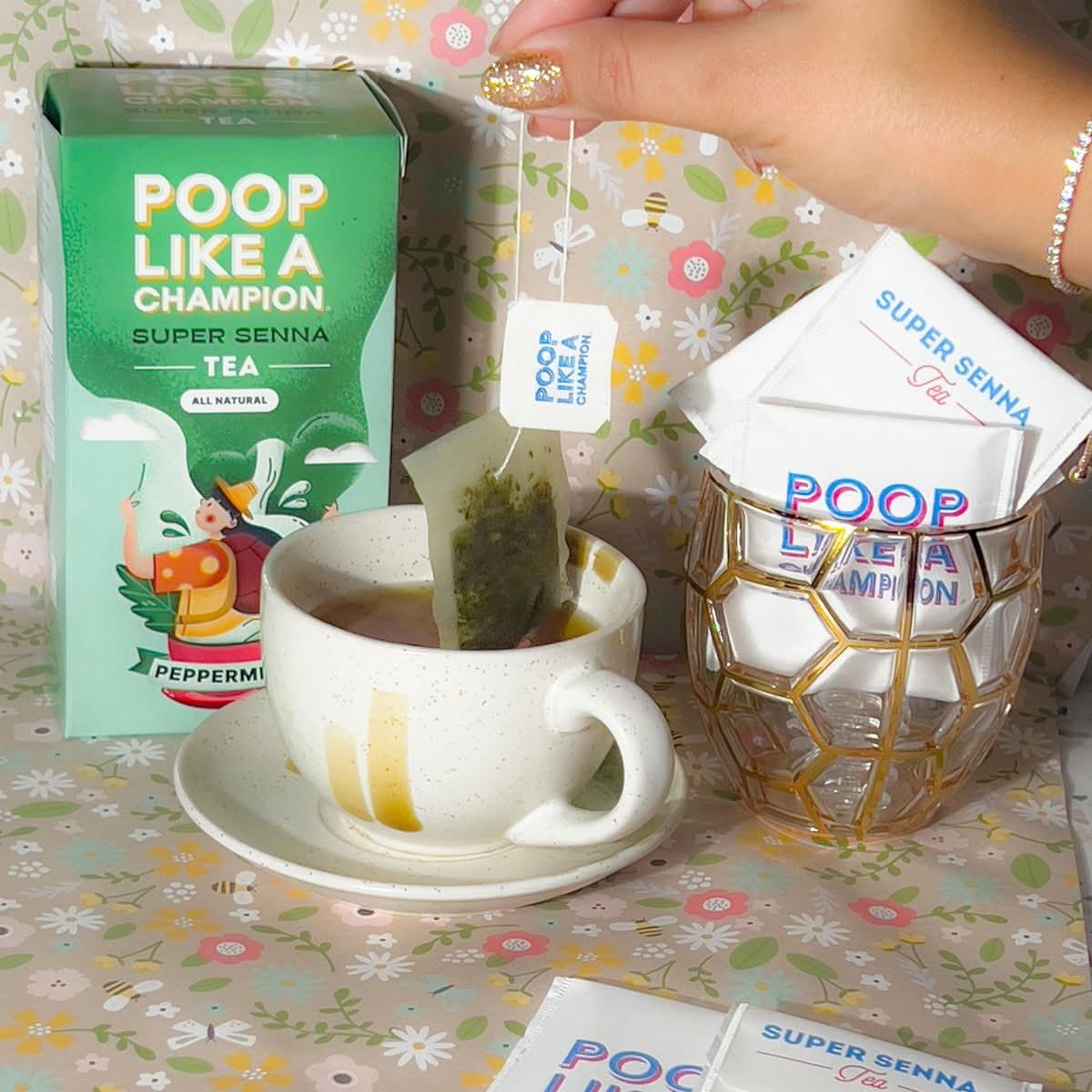 Poop Like A Champion Super Senna Tea with Peppermint 30 Bags Digestive Herbal Tea for Constipation Relief Natural Laxative Traditional Remedy