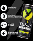 Yesly Energy  All Natural Clean Energy Drink  Zero Sugar Functional Energy Infused with Vitamins and Electrolytes  Variety Pack 12 Fl Oz Pack of 12