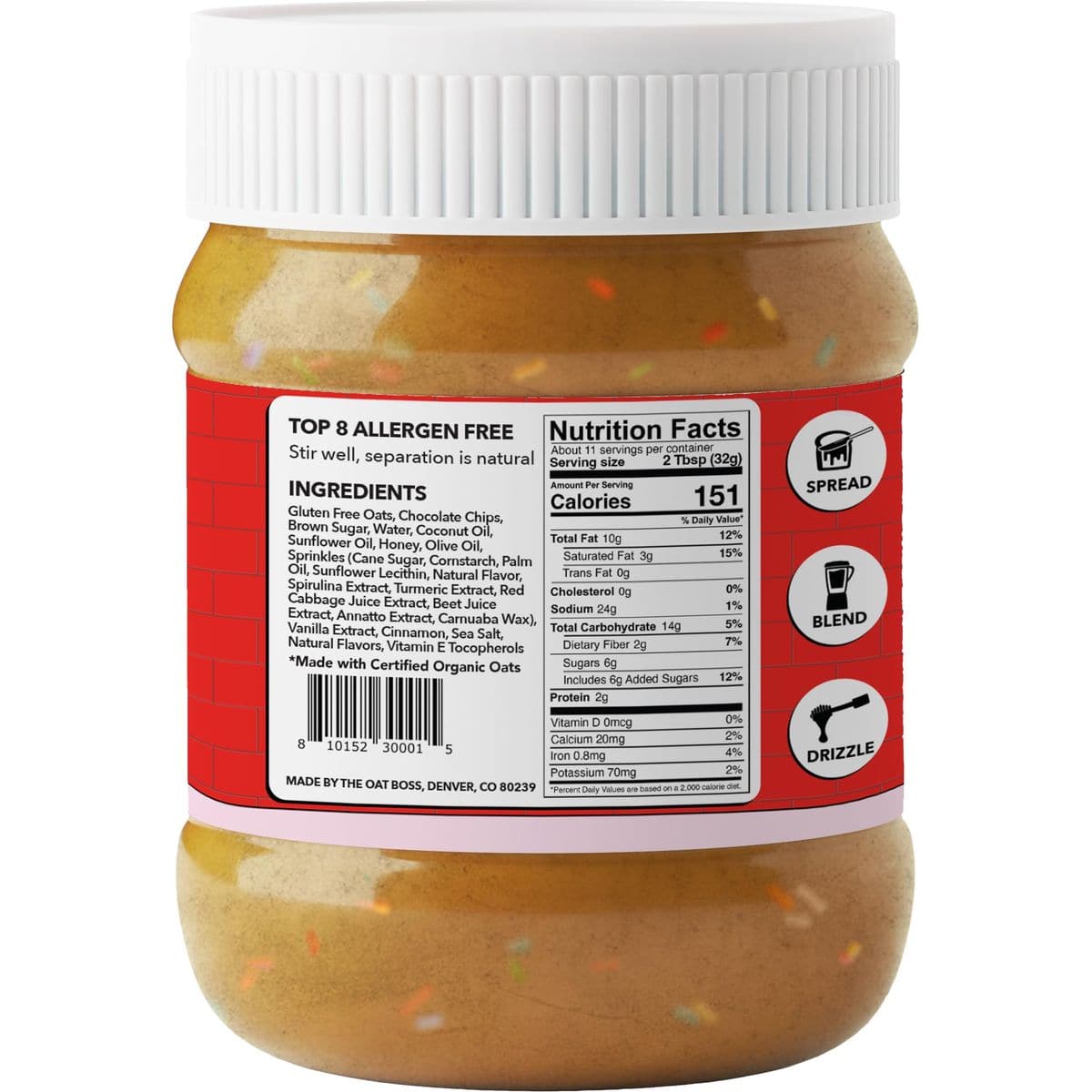 Oat Boss NutFree Granola Butter  PeanutFree Tree NutFree Gluten Free Soy Free Dairy Free NonGMO SchoolSafe Top 9 Allergen Free  Nut Butter Alternative  12 oz 1 Jar Donut