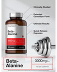 Beta Alanine Capsules | 3000mg | 180 Count | Non-GMO, Gluten Free Supplement | by Horbaach