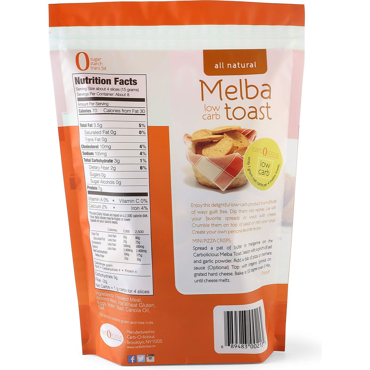 Low Carb Melba Toast PLAIN 4oz