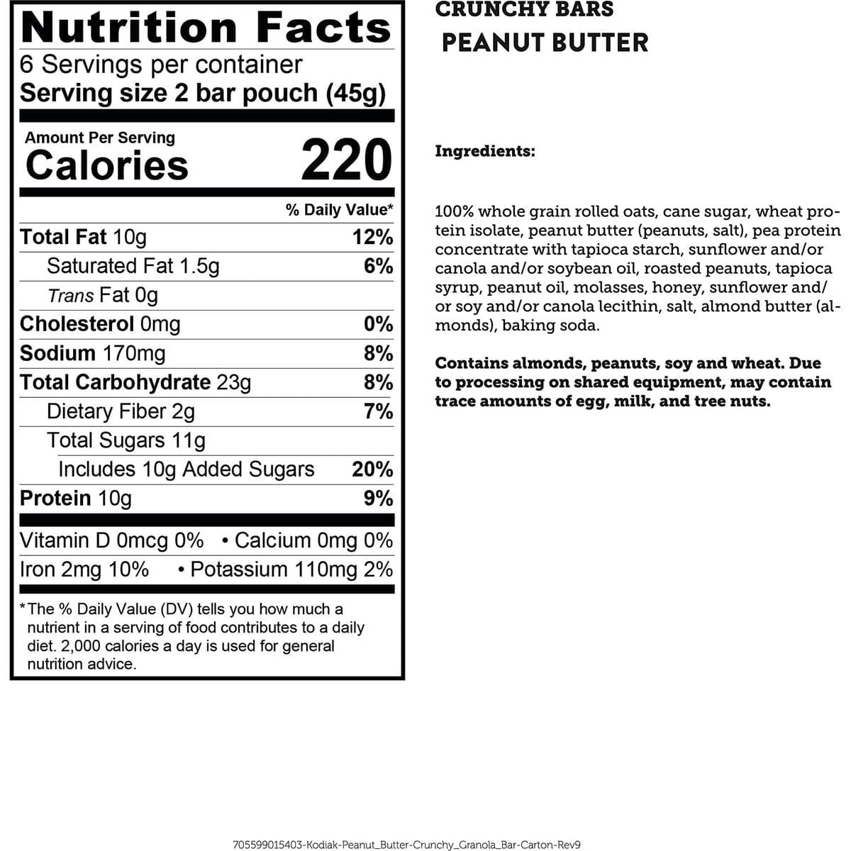 Kodiak Cakes Crunchy Granola Bar Variety Pack  Peanut Butter 2 boxes and Chocolate Chip 2 boxes High Protein Granola Bar Snack  100 Whole Grain Granola Bars Bulk  24 Total Pouches