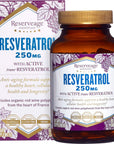 Reserveage Beauty, Resveratrol 250 mg, Antioxidant Supplement for Heart and Cellular Health, Supports Healthy Aging and Immune System, Paleo, Keto, 60 Capsules