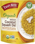 Tasty Bite Organic Coconut Squash Dal 10 Ounce Ready to Eat Microwavable Entree Vegan