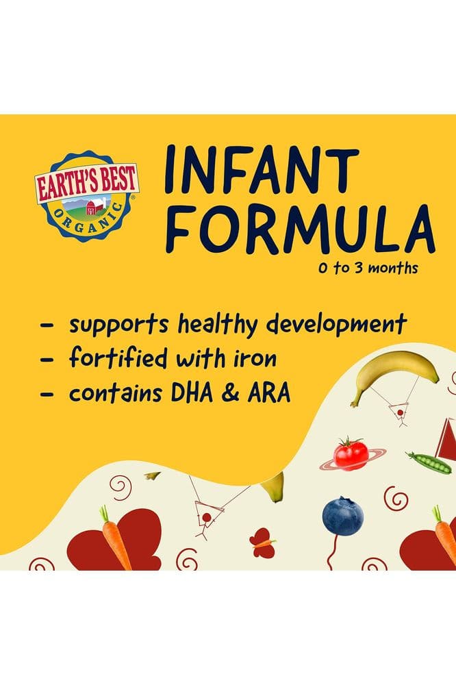 Earth&#39;s Best Organic Baby Formula for Babies 0-12 Months, Powdered Dairy Infant Formula with Iron, Omega-3 DHA, and Omega-6 ARA, 21 oz Formula Container