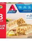 Atkins Lemon Snack Bar, Made with Real Almond Butter, 1g Sugar, Gluten Free, High in Fiber, Keto Friendly, 8 Count