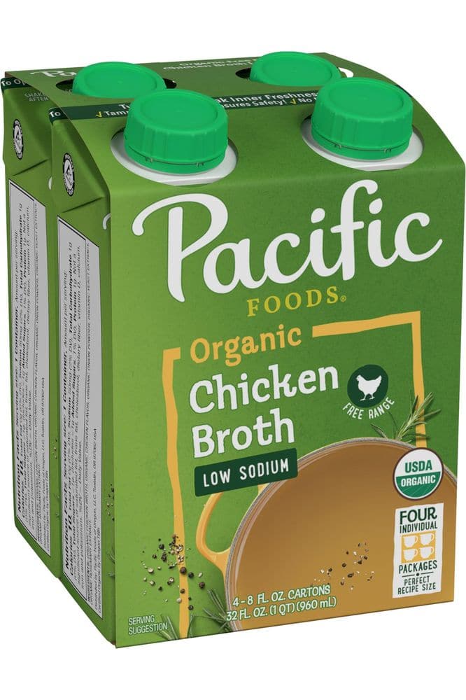 Pacific Foods Low Sodium Organic Free Range Chicken Broth, 8 oz Carton (6 Packs of 4)