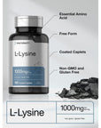 L-Lysine 1000mg | 100 Coated Caplets | Free Form Dietary Supplement | Vegetarian, Non-GMO, and Gluten Free Formula | by Horbaach