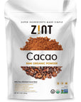 Zint Organic Cacao Powder 8 oz PaleoCertified Organic Non GMO Anti Aging Antioxidant Superfood Gluten Free Cocoa Cacao Beans Pure Delicious Chocolate Essence