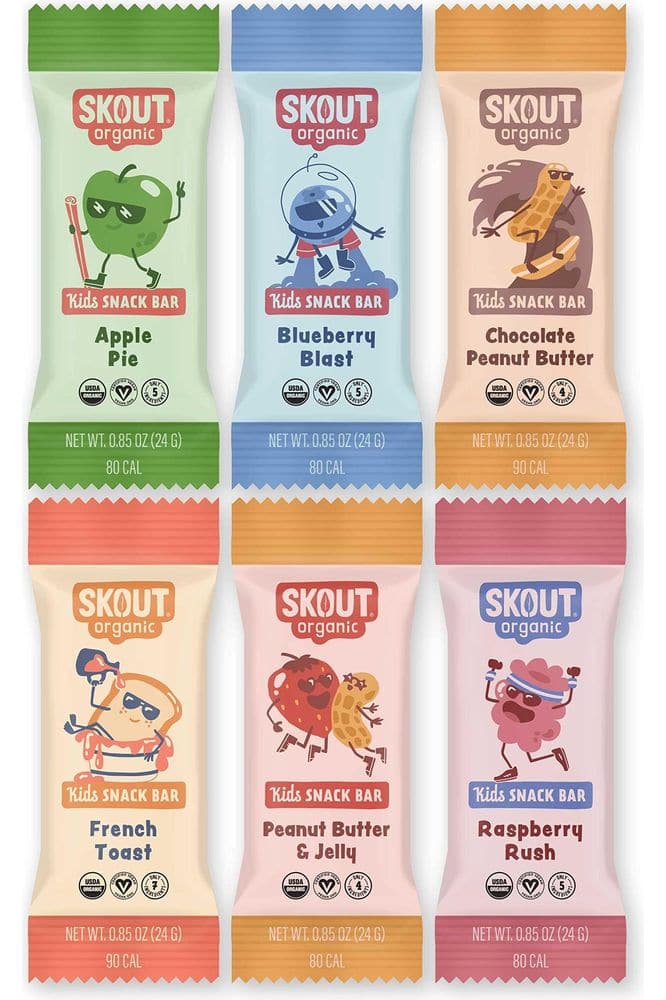 Skout Organic Kids Snack Bar Variety Pack (36 Pack) | Organic Kids Snack Bars | Plant-Based Nutrition | Vegan | Gluten, Dairy, &amp; Soy Free