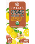 Hyleys Organic Green Tea Ginger and Lemon Flavor  25 Tea Bags