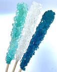 Classic Rock Candy Sticks Sugar Rock Crystal Lollipops Individually Wrapped Pack of 12 Frozen Ice Blue White  Light Blue