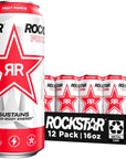 Rockstar Pure Zero Energy Drink Fruit Punch 0 Sugar with Caffeine and Taurine 16oz Cans 12 Pack Packaging May Vary