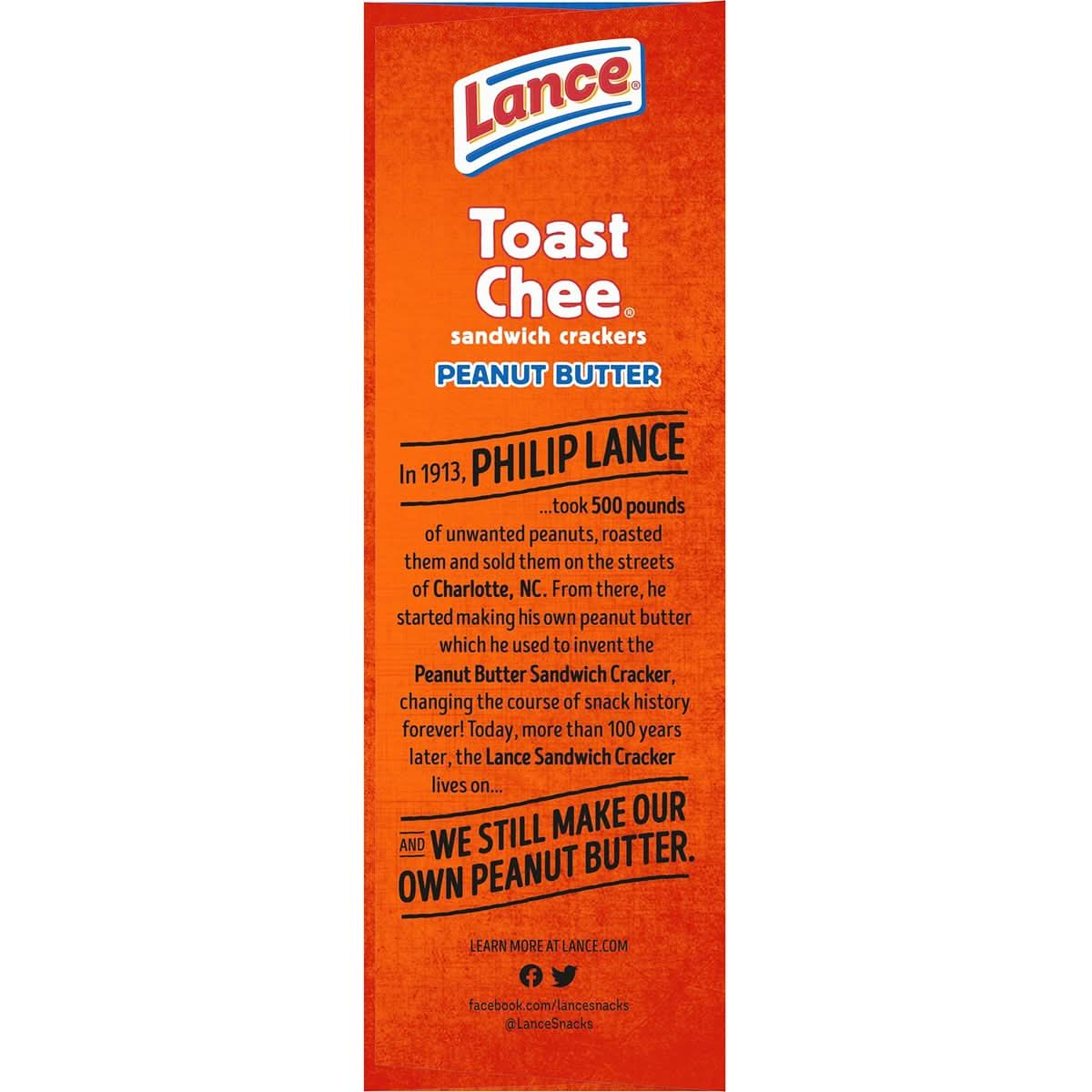 Lance Sandwich Crackers ToastChee Peanut Butter 8 Ct Box