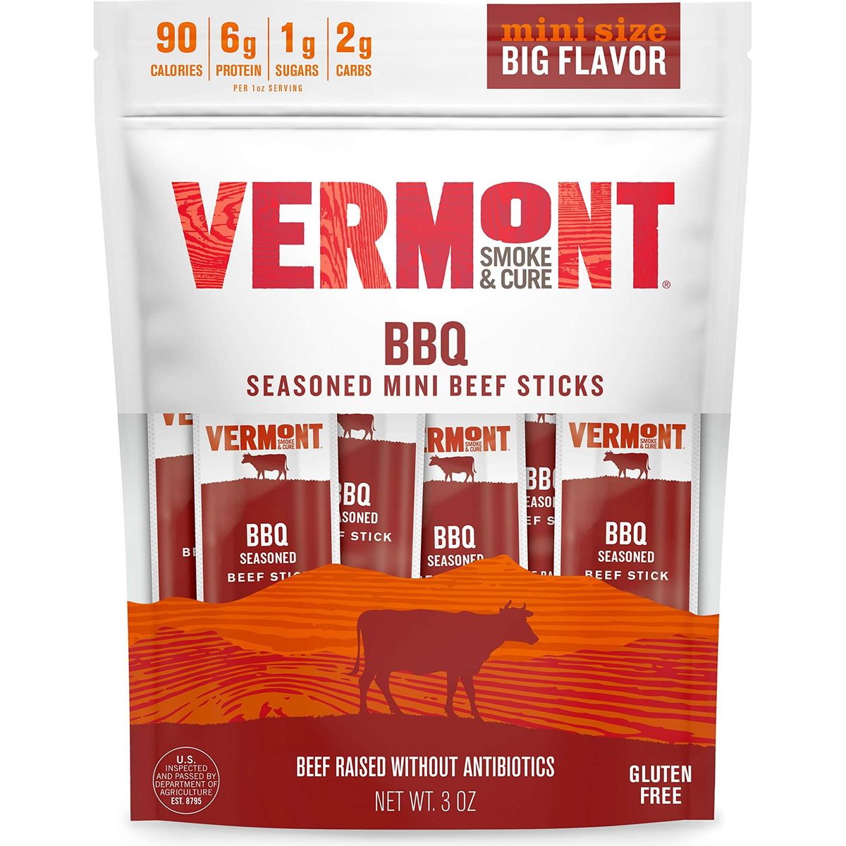 Vermont Smoke  Cure Abf Bbq Beef Sticks 3 Oz