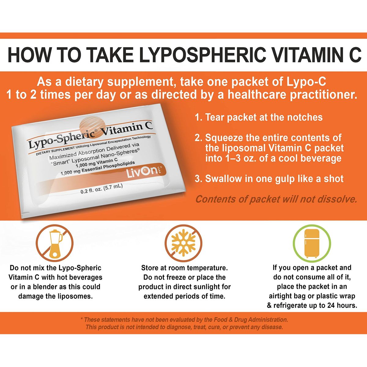 LivOn Laboratories Lypo-Spheric Vitamin C - 30 Packets - 1,000 mg Vitamin C &amp; 1,000 mg Essential Phospholipids Per Packet - Liposome Encapsulated for Improved Absorption - 100% Non-GMO