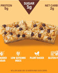 Munk Pack Chewy Granola Bar, Peanut Butter Chocolate Chip | 1g Sugar, 5g Protein, Low Carb & Keto | Gluten Free, Grain Free, Plant Based, Zero Added Sugar | Breakfast & Snack Bars | 12 Count